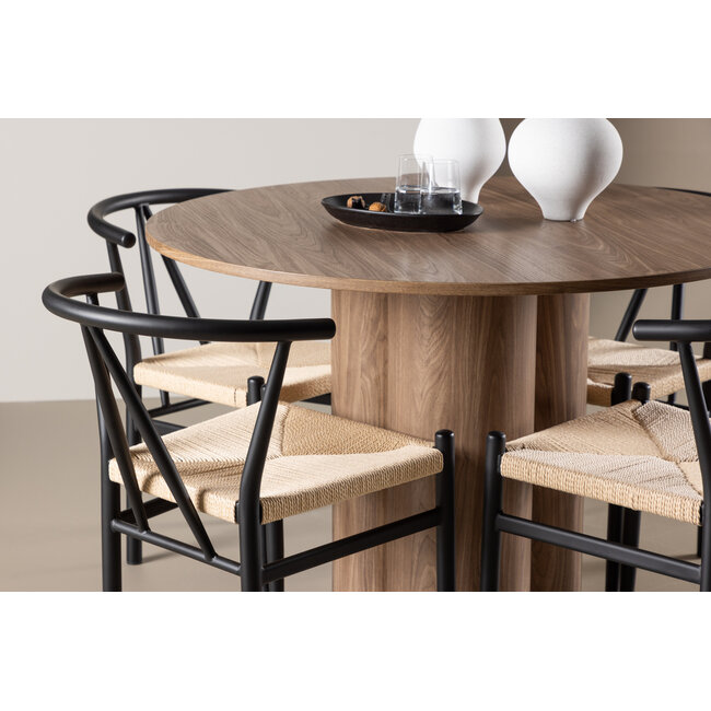 5-tlg. Esstisch Olivia mit Alfons Esszimmerstuhl