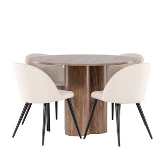 Venture Home 5-tlg. Esstisch Olivia mit Velvet Esszimmerstuhl