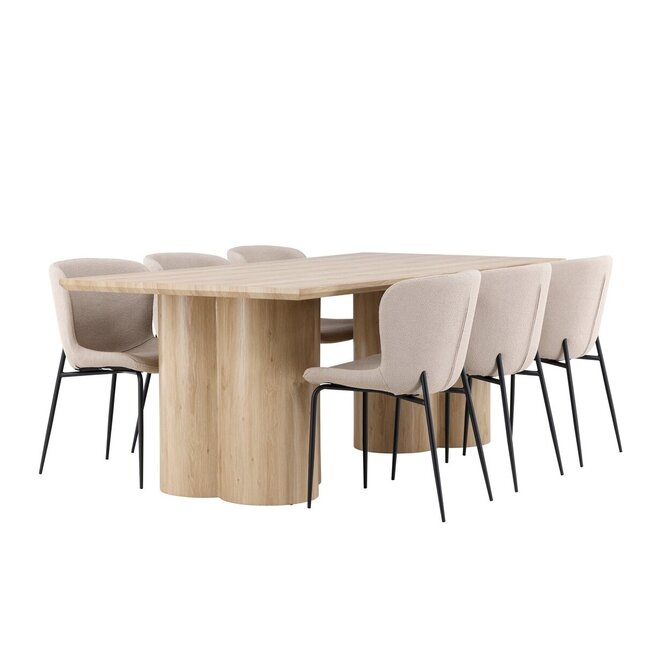 7-tlg. Esstisch Olivia mit Modesto Esszimmerstuhl