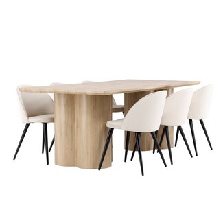 Venture Home 7-tlg. Esstisch Olivia mit Velvet Esszimmerstuhl
