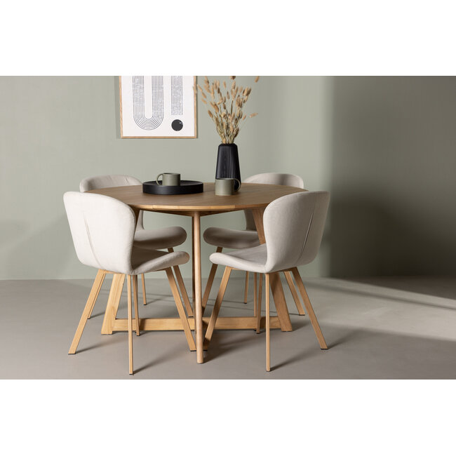 5-tlg. Esszimmer-Set Yadikon mit Stühlen Lilja