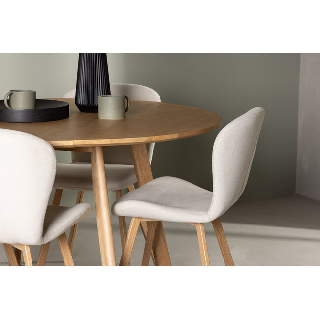 5-tlg. Esszimmer-Set Yadikon mit Stühlen Lilja