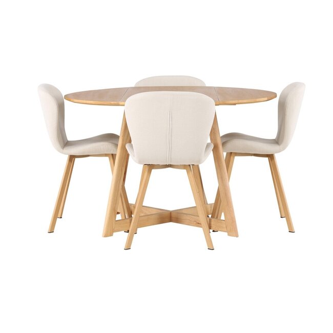 5-tlg. Esszimmer-Set Yadikon mit Stühlen Lilja