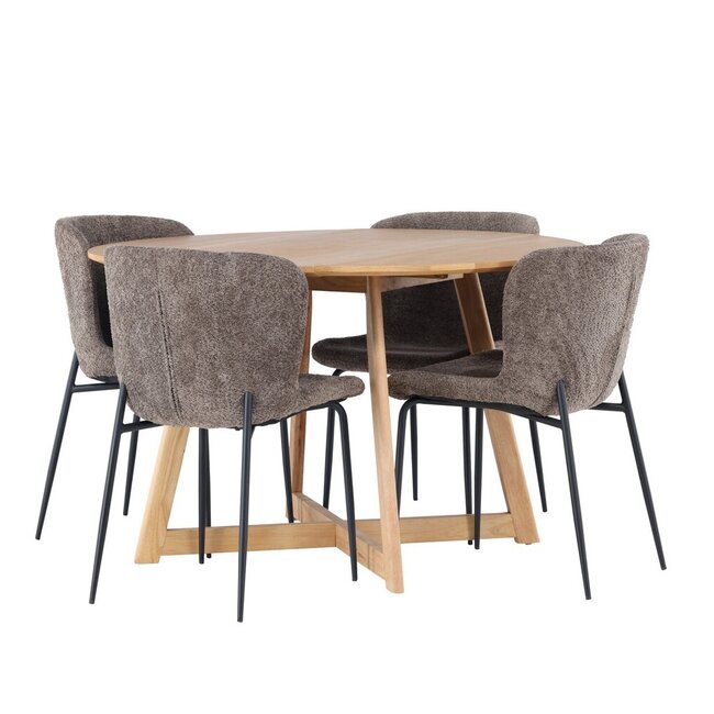 5-tlg. Esszimmer-Set Yadikon mit Stühlen Modesto