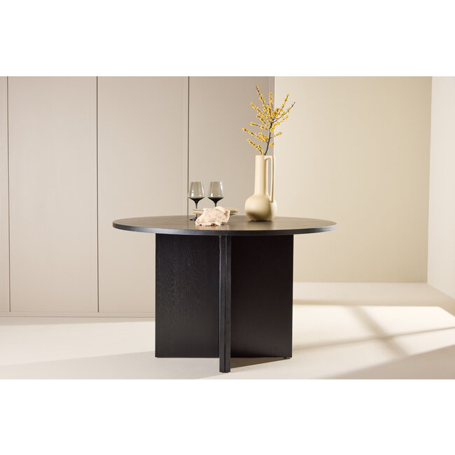 Ausziehbar Oval - Rund Esstisch Strada Schwarz 120–170 cm