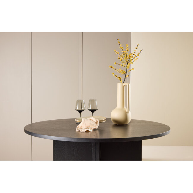 Ausziehbar Oval - Rund Esstisch Strada Schwarz 120–170 cm