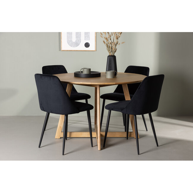 5-tlg. Esszimmer-Set Yadikon mit Stühlen Night