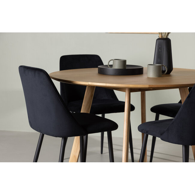 5-tlg. Esszimmer-Set Yadikon mit Stühlen Night