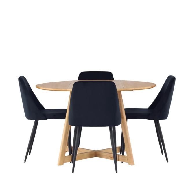5-tlg. Esszimmer-Set Yadikon mit Stühlen Night