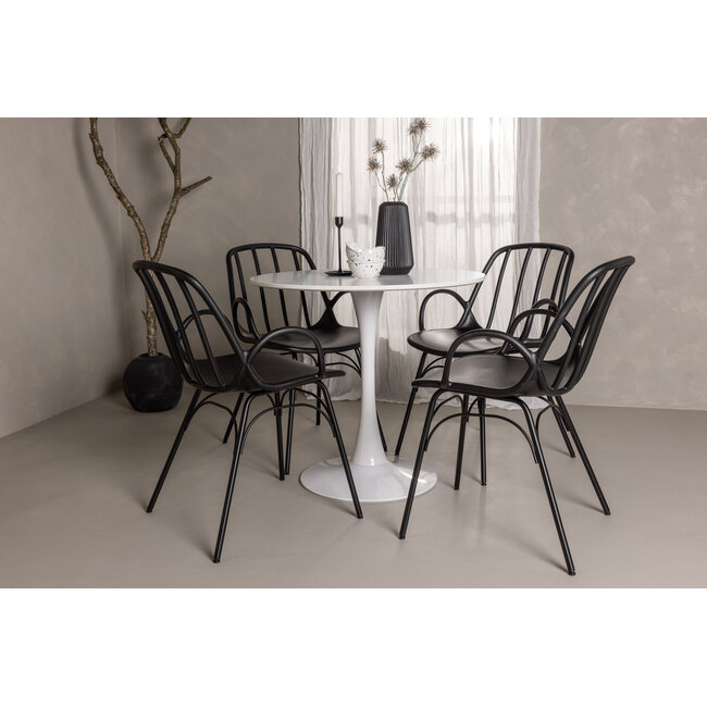 5-tlg. Esszimmer-Set Hamden mit 4 Stühlen Dyrön