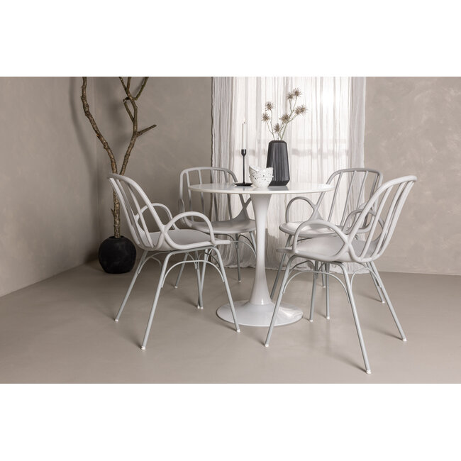 5-tlg. Esszimmer-Set Hamden mit 4 Stühlen Dyrön