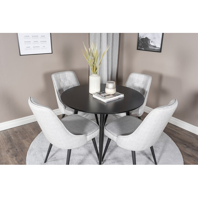 5-tlg. Esszimmer-Set Plaza mit Stühlen Velvet Deluxe