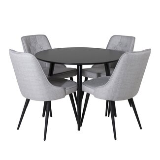 Venture Home 5-tlg. Esszimmer-Set Plaza mit Stühlen Velvet Deluxe