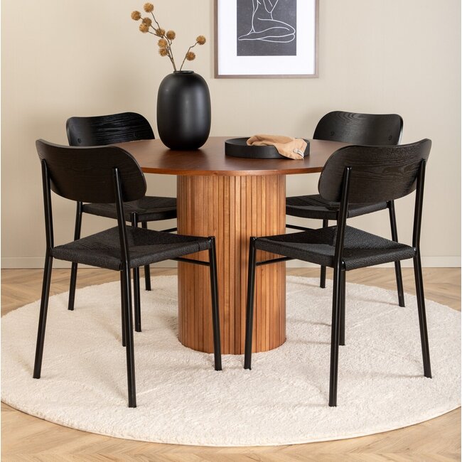 5-tlg. Esszimmer-Set Bianca mit Stühlen Polly Schwarz