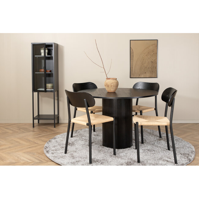 5-tlg. Esszimmer-Set Bianca Schwarz mit Stühlen Polly