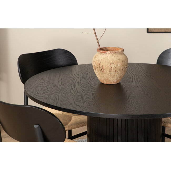 5-tlg. Esszimmer-Set Bianca Schwarz mit Stühlen Polly