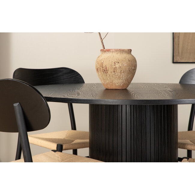 5-tlg. Esszimmer-Set Bianca Schwarz mit Stühlen Polly