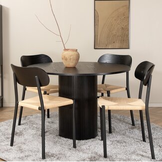Venture Home 5-tlg. Esszimmer-Set Bianca Schwarz mit Stühlen Polly