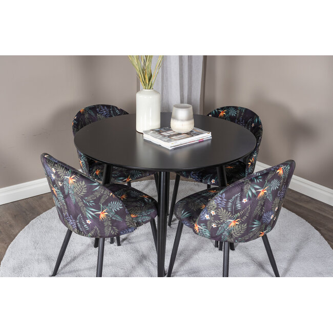 5-tlg. Esszimmer-Set Plaza mit Stühlen Velvet