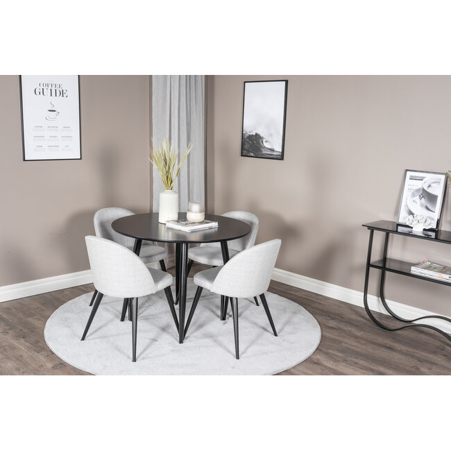 5-tlg. Esszimmer-Set Plaza mit Stühlen Velvet