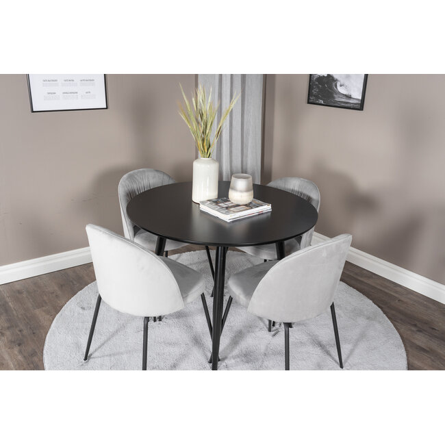 5-tlg. Esszimmer-Set Plaza mit Stühlen Wrinkles