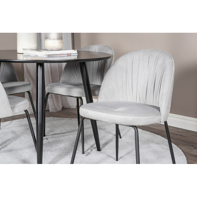 5-tlg. Esszimmer-Set Plaza mit Stühlen Wrinkles