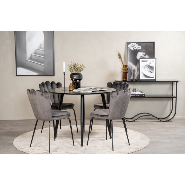 5-tlg. Esszimmer-Set Plaza mit Stühlen Limhamn Grau