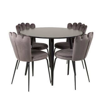 Venture Home 5-tlg. Esszimmer-Set Plaza mit Stühlen Limhamn Grau