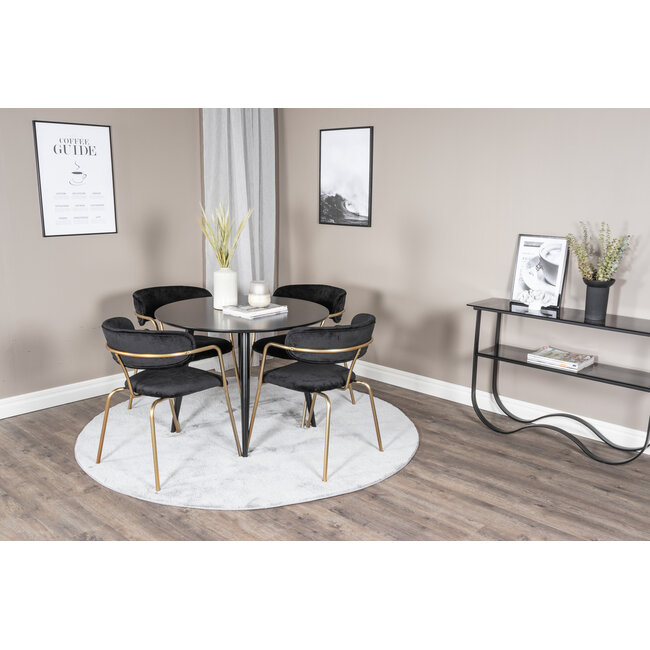 5-tlg. Esszimmer-Set Plaza mit Stühlen Arrow Schwarz