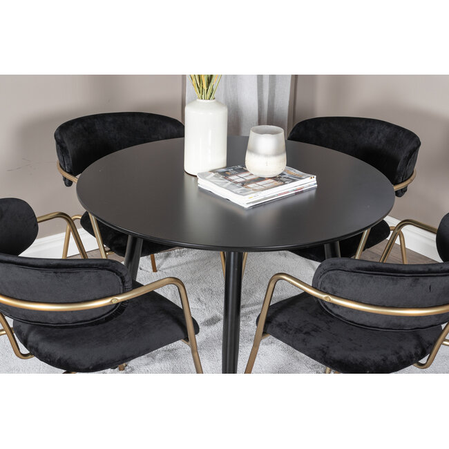 5-tlg. Esszimmer-Set Plaza mit Stühlen Arrow Schwarz