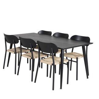 Venture Home 7-tlg. Esszimmer-Set Dipp mit Stühlen Polly