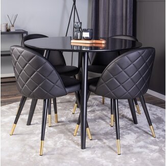 Venture Home 5-tlg. Esszimmer-Set Plaza mit Stühlen Velvet Schwarz/Gold