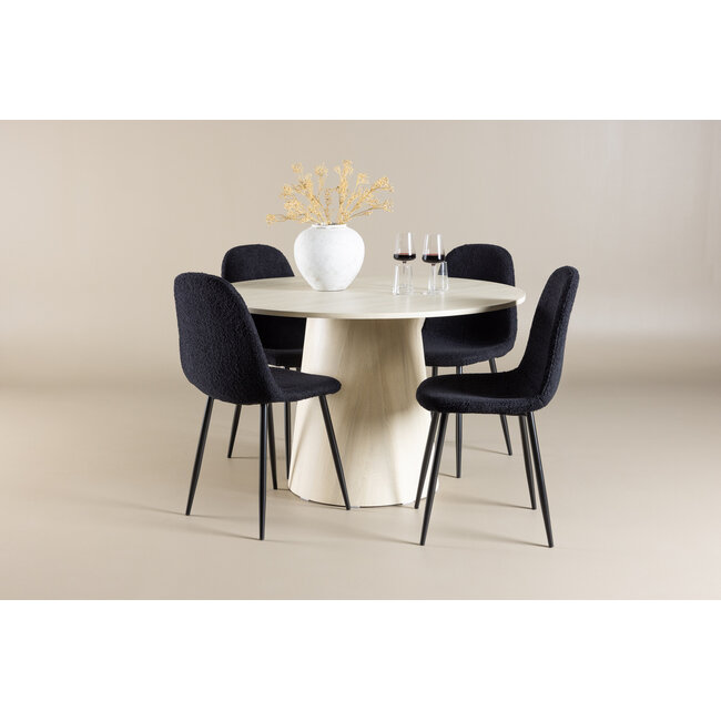 5-tlg. Lanzo Esstisch mit Polar Esszimmerstuhl Schwarz
