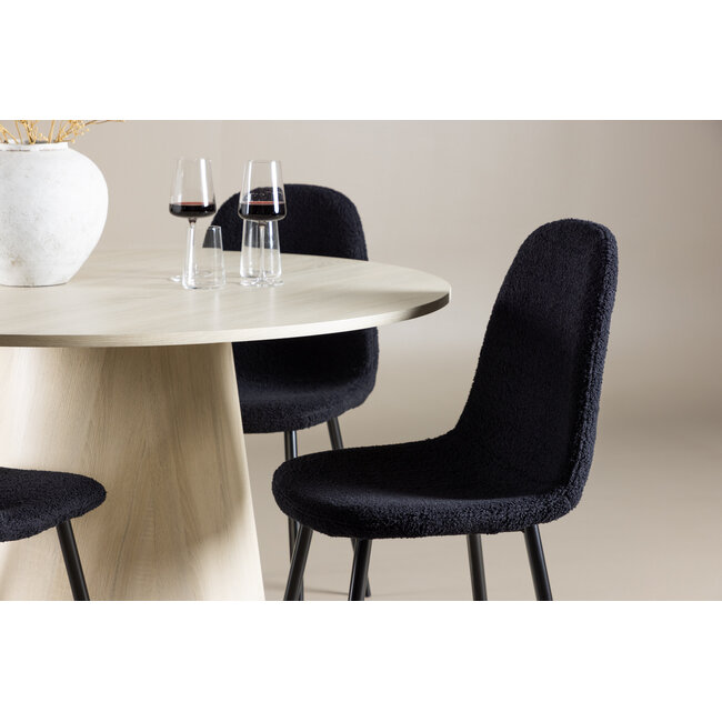 5-tlg. Lanzo Esstisch mit Polar Esszimmerstuhl Schwarz