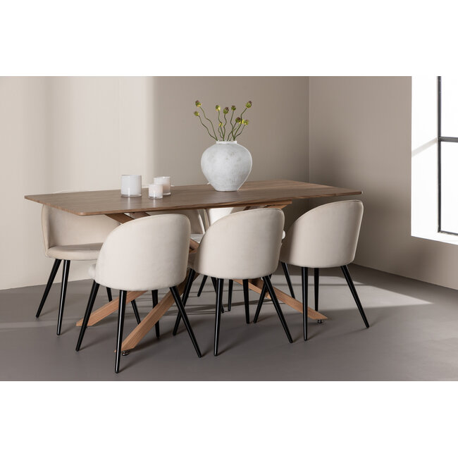 7-tlg. Esstisch Piazza mit Velvet Esszimmerstuhl