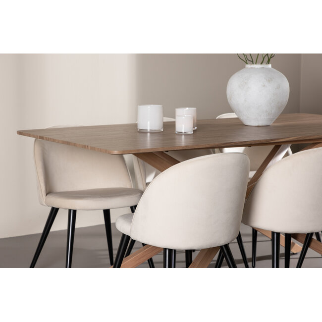 7-tlg. Esstisch Piazza mit Velvet Esszimmerstuhl