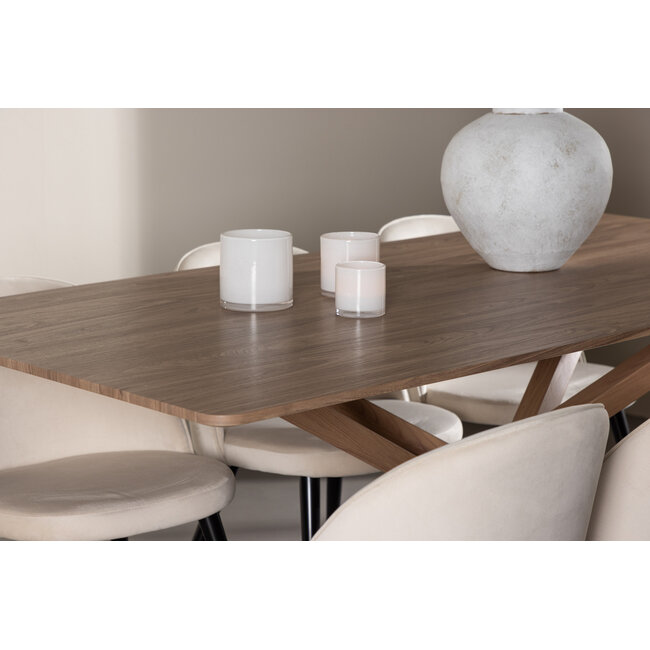 7-tlg. Esstisch Piazza mit Velvet Esszimmerstuhl