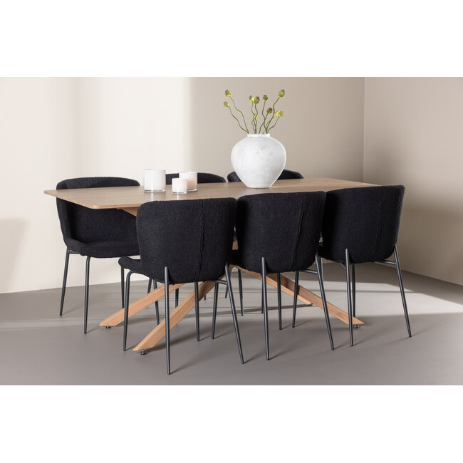 7-tlg. Esstisch Piazza mit Modesto Esszimmerstuhl