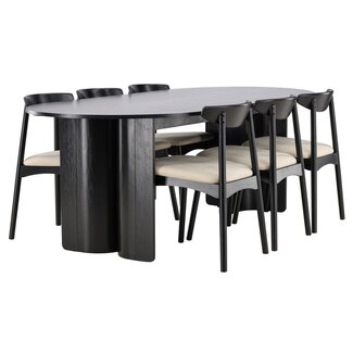 Venture Home 7-tlg. Essgruppe Tyresö mit Stuhl Ven schwarz