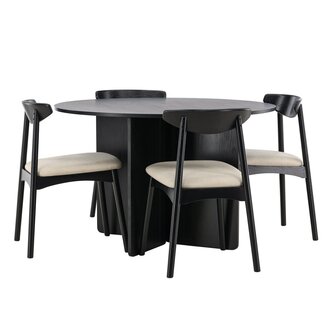 Venture Home 5-tlg. Essgruppe Tyresö mit Stuhl Ven Schwarz