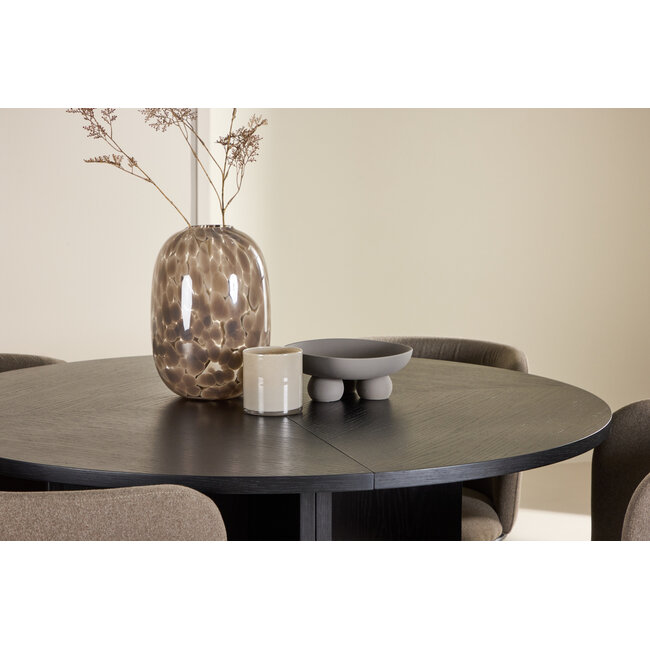 5-tlg. Ausziehbarer Esstisch Strada mit Edina Stuhl braun