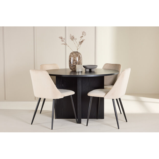 5-tlg. Ausziehbarer Esstisch Strada mit Night Stuhl