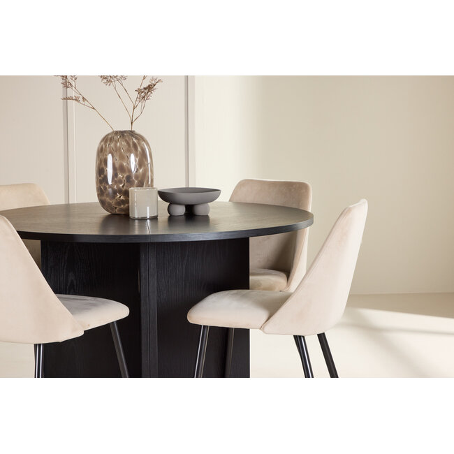 5-tlg. Ausziehbarer Esstisch Strada mit Night Stuhl