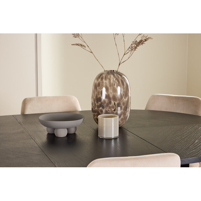 7-tlg. Ausziehbarer Esstisch Strada mit Night Stuhl Beige