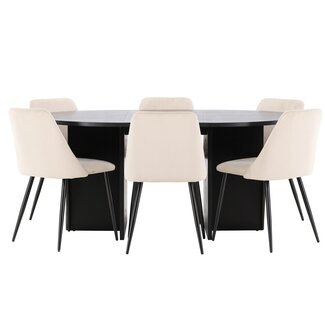 Venture Home 7-tlg. Ausziehbarer Esstisch Strada mit Night Stuhl Beige