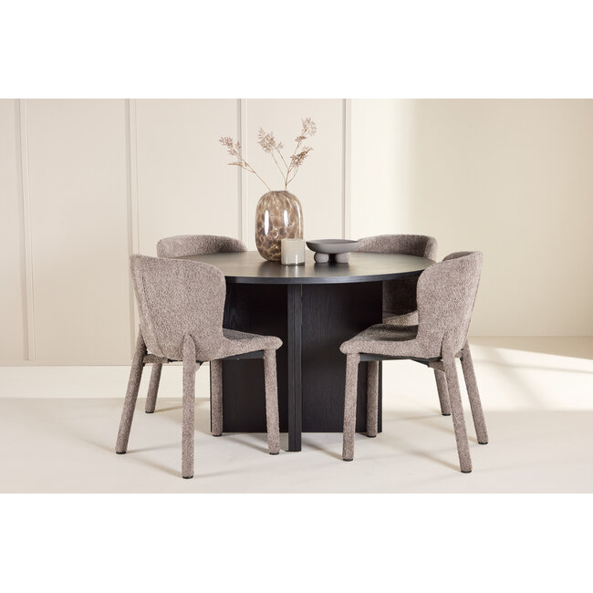 5-tlg. Ausziehbarer Esstisch Strada mit Astoria Stuhl Braun