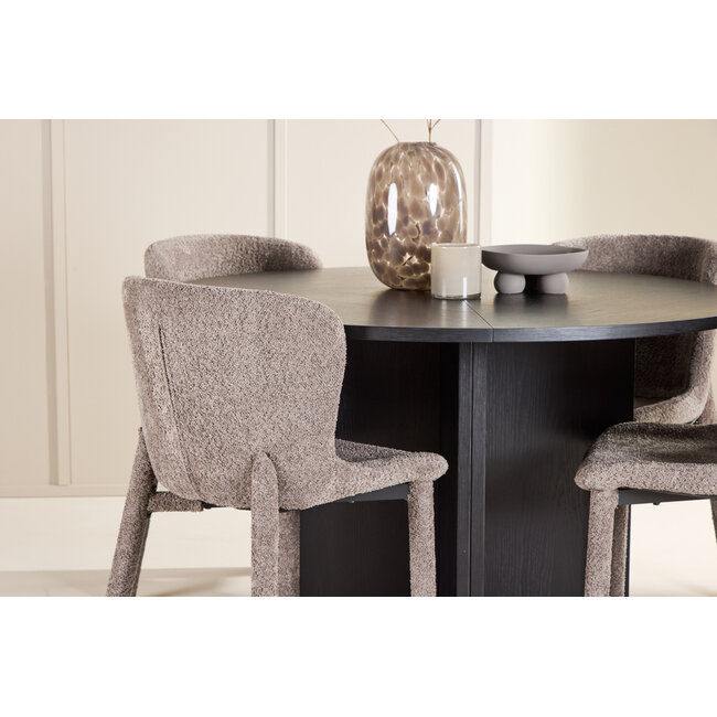 5-tlg. Ausziehbarer Esstisch Strada mit Astoria Stuhl Braun