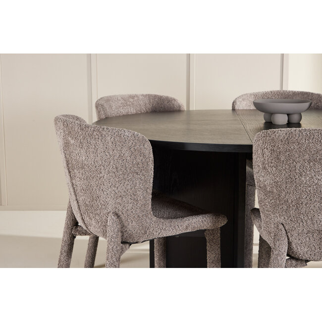 7-tlg. Ausziehbarer Esstisch Strada mit Astoria Stuhl Braun