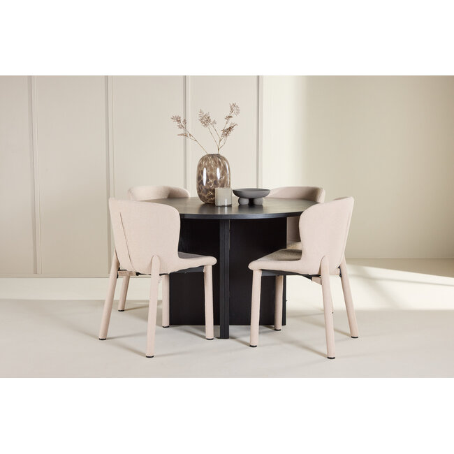 5-tlg. Ausziehbarer Esstisch Strada mit Astoria Stuhl Beige