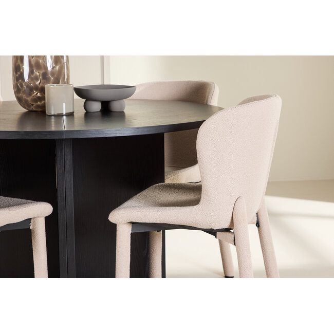 5-tlg. Ausziehbarer Esstisch Strada mit Astoria Stuhl Beige